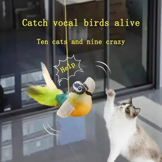 PETNEST™ Bird Sound Elastic Rope Cat Toy