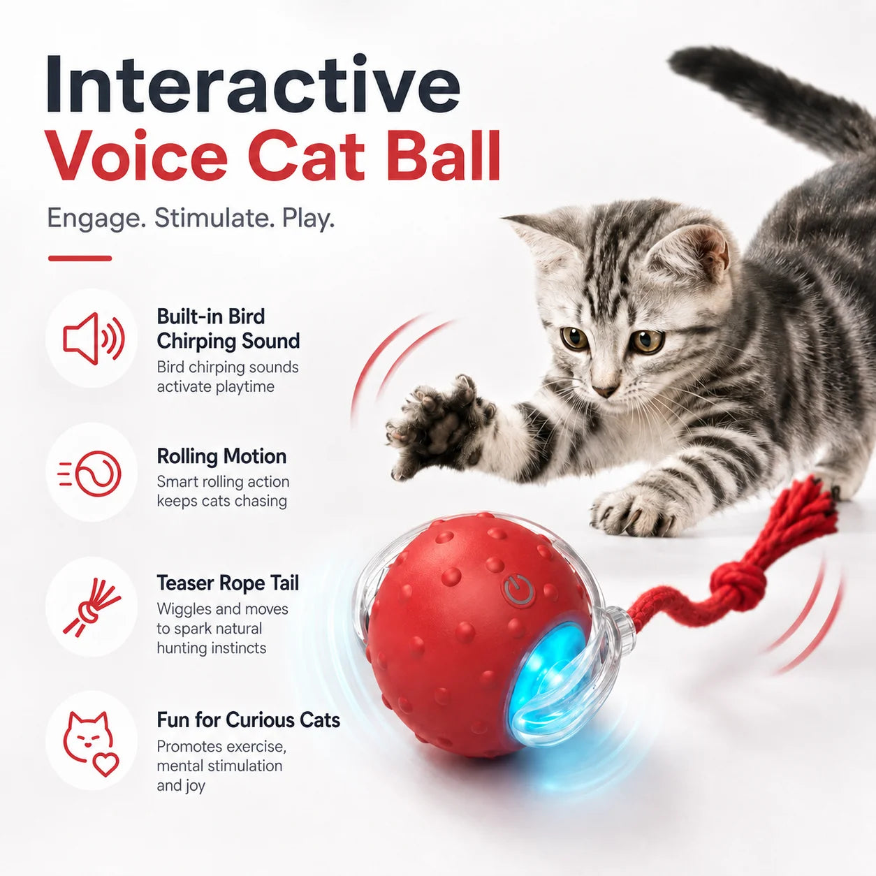 Smart Interactive Rolling Ball for Cats & Dog