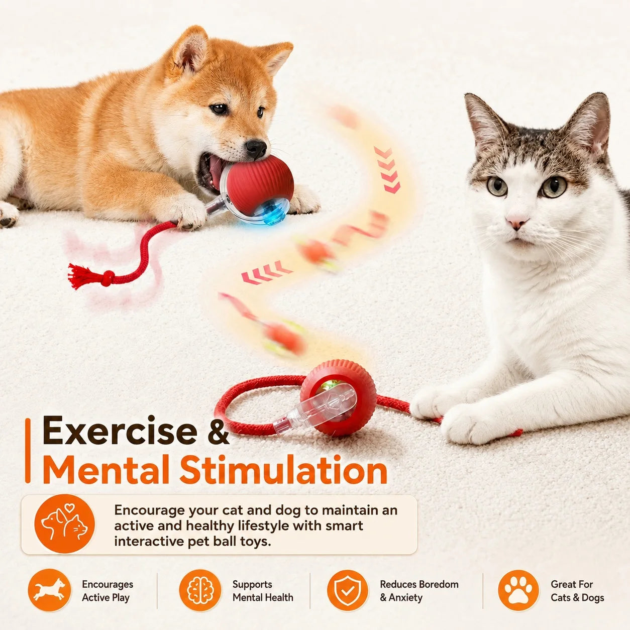 Smart Interactive Rolling Ball for Cats & Dog