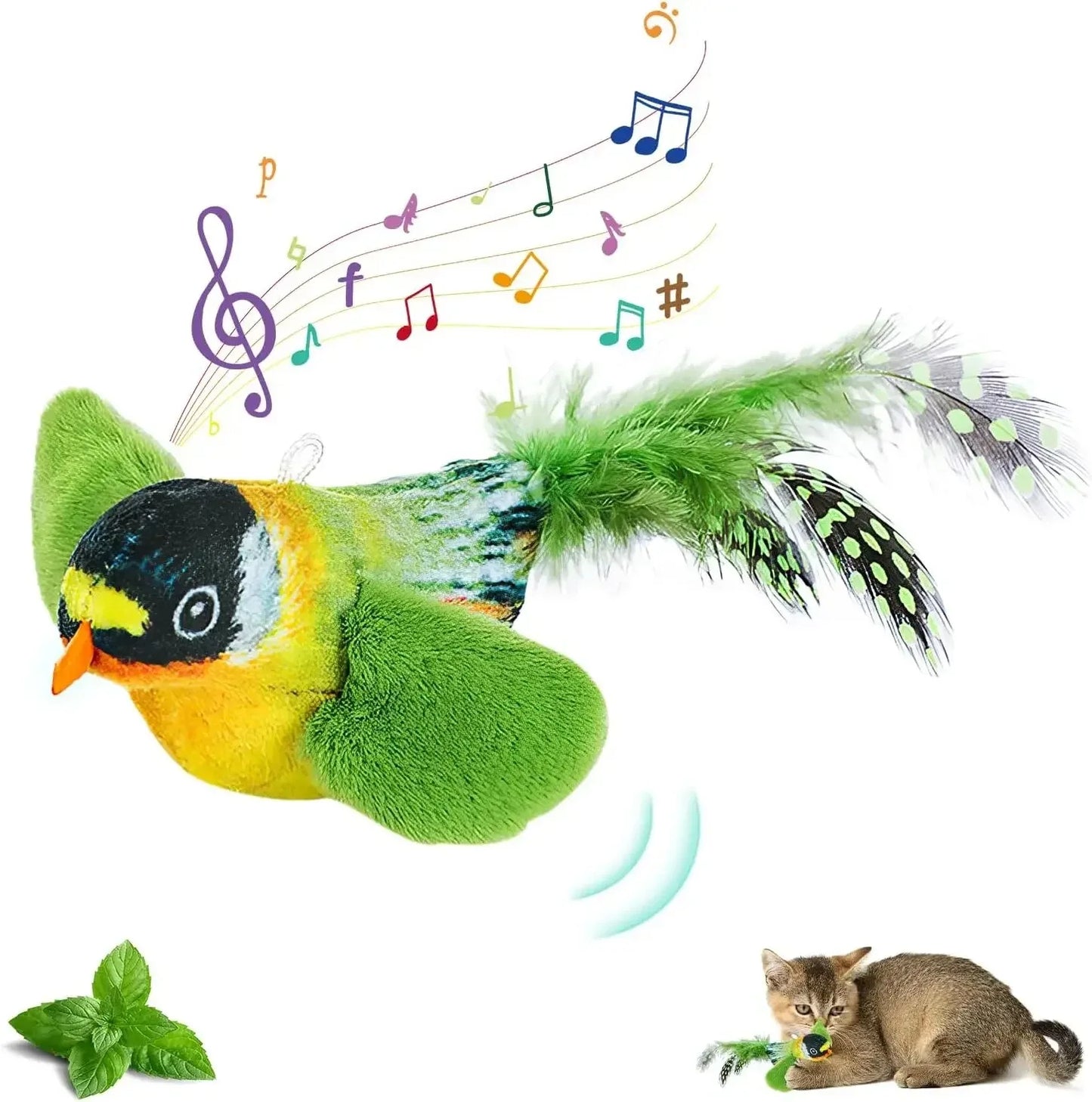 PETNEST™ Bird Sound Elastic Rope Cat Toy