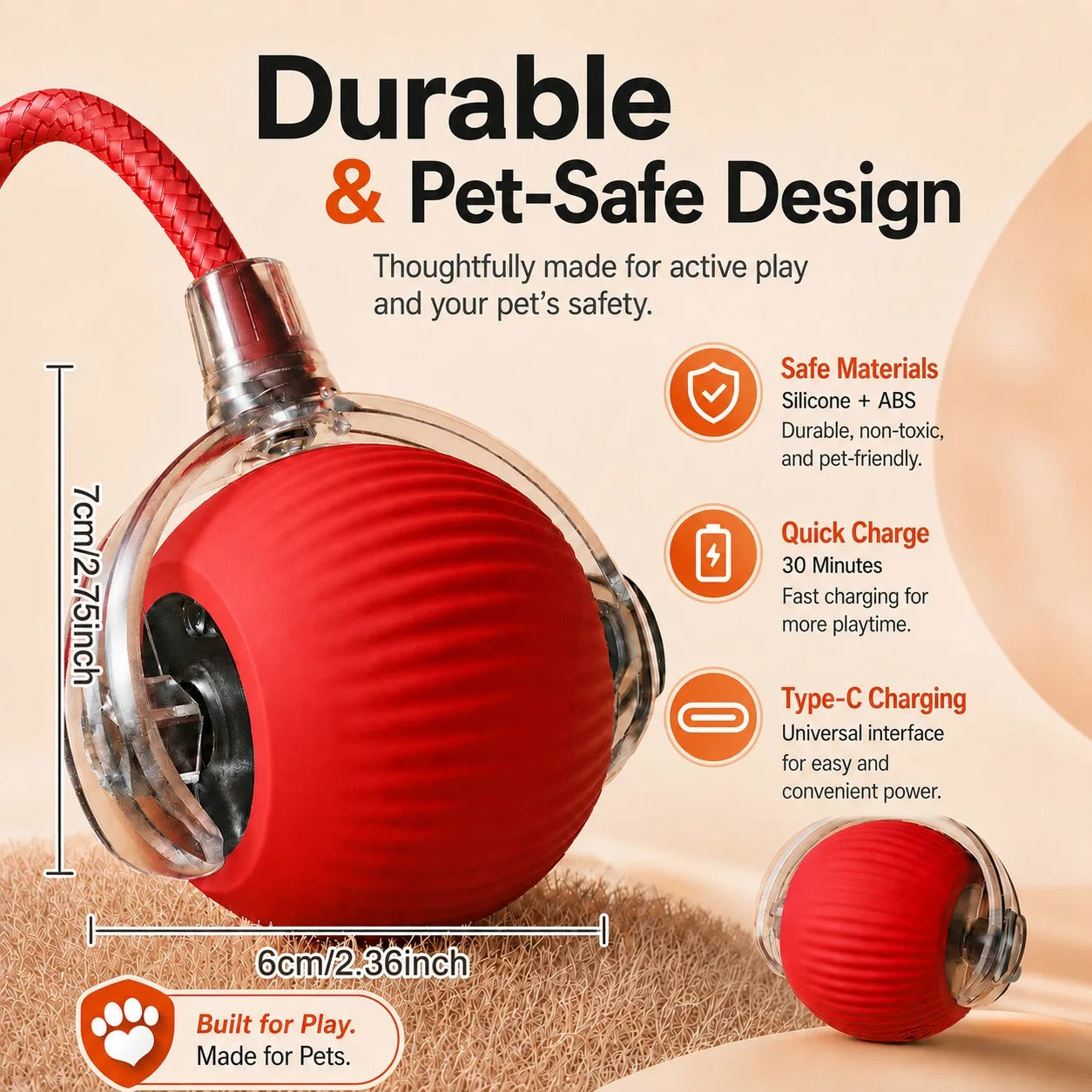 Smart Interactive Rolling Ball for Cats & Dog