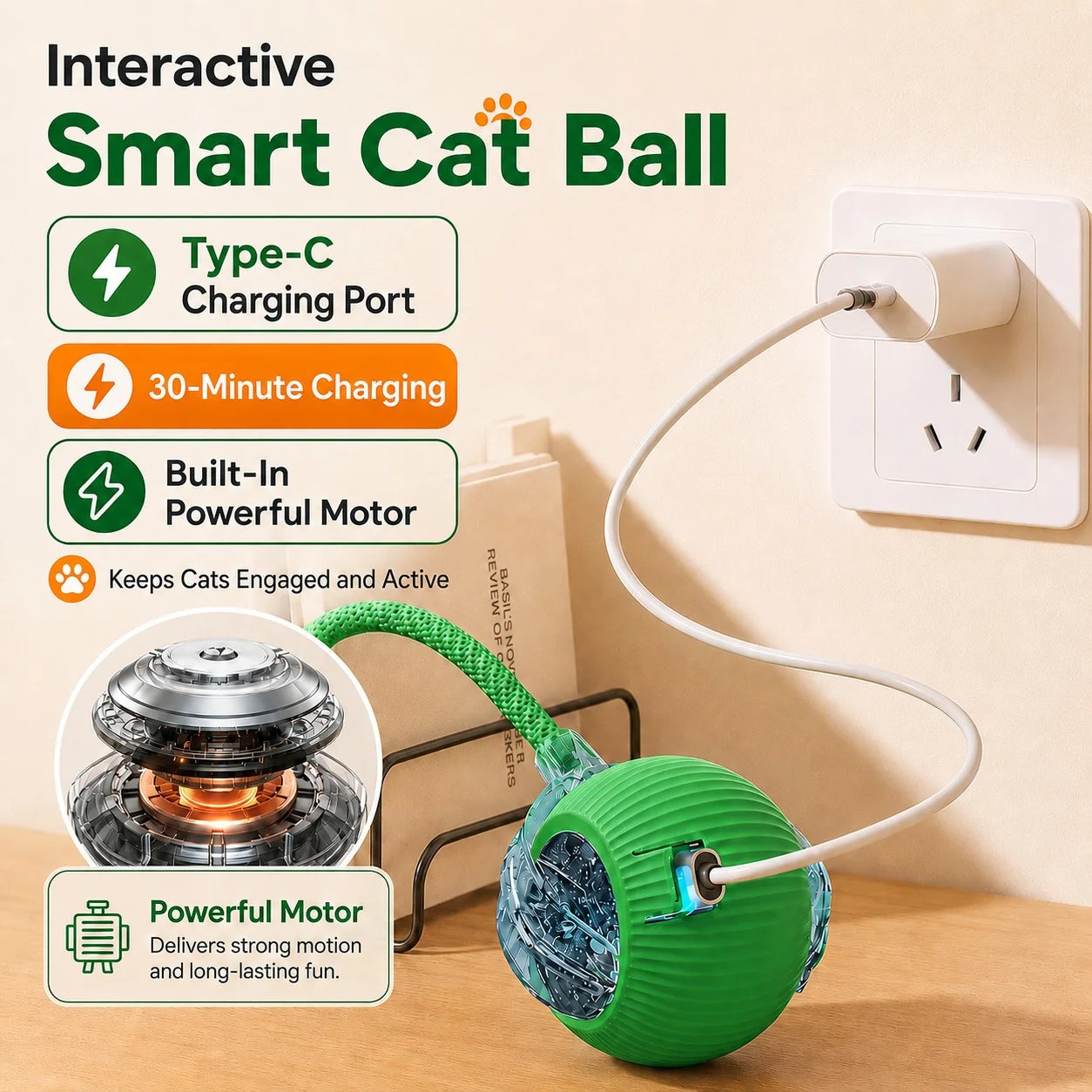 Smart Interactive Rolling Ball for Cats & Dog