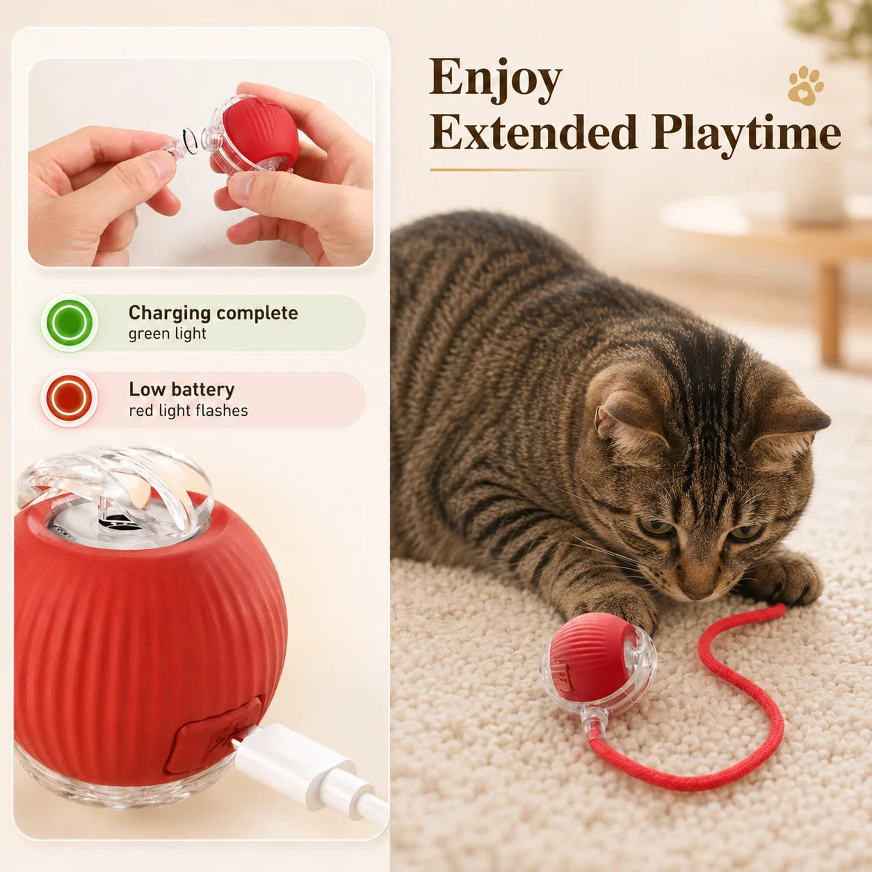 Smart Interactive Rolling Ball for Cats & Dog